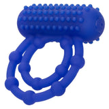 CalExotics 10 Bead Maximus Blue Silicone Dual Cock Ring USB Rechargeable Erection Enhancer Sex Toy