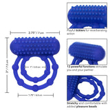 CalExotics 10 Bead Maximus Blue Silicone Dual Cock Ring USB Rechargeable Erection Enhancer Sex Toy