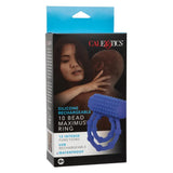 CalExotics 10 Bead Maximus Blue Silicone Dual Cock Ring USB Rechargeable Erection Enhancer Sex Toy
