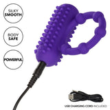 CalExotics 5 Bead Maximus Purple Silicone Cock Ring Rechargeable Vibrating Erection Enhancer Sex Toy