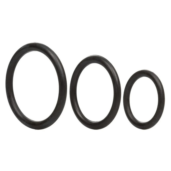 CalExotics Black Rubber Cock Ring Set 3 Size Penis Erection Enhancer Band Trio