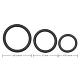 CalExotics Black Rubber Cock Ring Set 3 Size Penis Erection Enhancer Band Trio