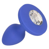 CalExotics Cheeky Gems Rechargeable Vibrating Crystal Butt Plug Medium Size Jewel Blue Anal Probe Sex Toy