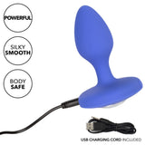 CalExotics Cheeky Gems Rechargeable Vibrating Crystal Butt Plug Medium Size Jewel Blue Anal Probe Sex Toy