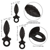 Calexotics 3 Size Butt Plug Set Black Silicone Anal Sex Beginners Training Probe Play Kit