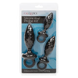Calexotics 3 Size Butt Plug Set Black Silicone Anal Sex Beginners Training Probe Play Kit