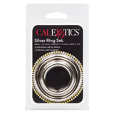 Calexotics Silver Metal Cock Ring 3 Size Set Erection Enhancer Aid Orgasm Love