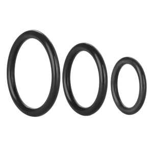 CalExotics Tri-Rings 3 Size Black Cock Ring Set Penis Testicle Bands