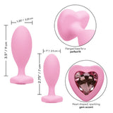 CalExotics First Time Crystal Booty Duo Butt Plugs Pink Heart Jewel Gem Anal Training Set