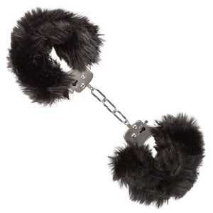 CalExotics Ultra Fluffy Furry Cuffs Black Plush Faux Fur Metal Handcuffs Kinky Sex Restraints