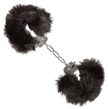 CalExotics Ultra Fluffy Furry Cuffs Black Plush Faux Fur Metal Handcuffs Kinky Sex Restraints