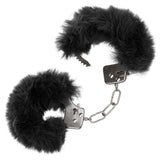 CalExotics Ultra Fluffy Furry Cuffs Black Plush Faux Fur Metal Handcuffs Kinky Sex Restraints