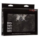 CalExotics Ultra Fluffy Furry Cuffs Black Plush Faux Fur Metal Handcuffs Kinky Sex Restraints