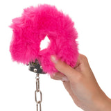 CalExotics Ultra Fluffy Furry Cuffs Pink Plush Faux Fur Metal Handcuffs Kinky Sex Restraints