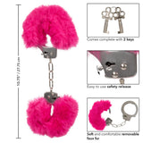 CalExotics Ultra Fluffy Furry Cuffs Pink Plush Faux Fur Metal Handcuffs Kinky Sex Restraints