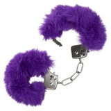 CalExotics Ultra Fluffy Furry Cuffs Purple Plush Faux Fur Metal Handcuffs Kinky Sex Restraints