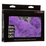 CalExotics Ultra Fluffy Furry Cuffs Purple Plush Faux Fur Metal Handcuffs Kinky Sex Restraints