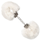 CalExotics Ultra Fluffy Furry Cuffs White Plush Faux Fur Metal Handcuffs Kinky Sex Restraints