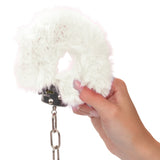 CalExotics Ultra Fluffy Furry Cuffs White Plush Faux Fur Metal Handcuffs Kinky Sex Restraints