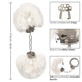 CalExotics Ultra Fluffy Furry Cuffs White Plush Faux Fur Metal Handcuffs Kinky Sex Restraints