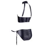 Cottelli Bondage Open Cup Bra & Suspender Briefs with Wrist Cuffs Set Sexy Womens Lingerie Underwear