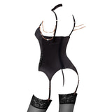 Cottelli Collection Abierta Fina Open Cup Chain Lace Basque Crotchless Panty Lingerie Set Sexy Womens Underwear