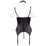 Cottelli Collection Abierta Fina Open Cup Chain Lace Basque Crotchless Panty Lingerie Set Sexy Womens Underwear