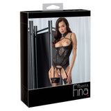 Cottelli Collection Abierta Fina Open Cup Chain Lace Basque Crotchless Panty Lingerie Set Sexy Womens Underwear