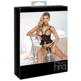 Cottelli Collection Abierta Fina Longline Zip Front Bra & Crotchless Panties Set Lace Lingerie Sexy Womens Underwear