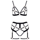 Cottelli Collection Lingerie Harness Style Open Bra & Thong Suspenders Set Sexy Womens Underwear
