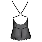 Cottelli Collection Lingerie Black Sheer Lace Backless Babydoll & Thong Sexy Womens Night Gown Set
