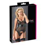 Cottelli Collection Black Cami Suspender Basque G-String Thong Set Sexy Womens Lingerie