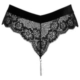 Cottelli Lingerie Black Floral Lace Stimulating Chain Crotch Panties Sexy Underwear