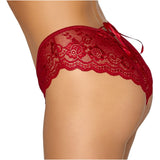 Cottelli Lingerie Crotchless Red Floral Lace Panty Brief Ribbon Tie Sexy Womens Underwear