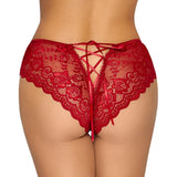 Cottelli Lingerie Crotchless Red Floral Lace Panty Brief Ribbon Tie Sexy Womens Underwear