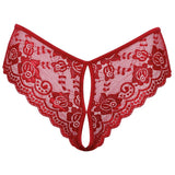 Cottelli Lingerie Crotchless Red Floral Lace Panty Brief Ribbon Tie Sexy Womens Underwear