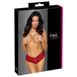 Cottelli Lingerie Crotchless Red Floral Lace Panty Brief Ribbon Tie Sexy Womens Underwear
