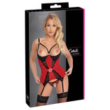 Cottelli Lingerie Red Demi Cup Cami Basque & Crotchless Thong Set Sexy Womens Ladies Underwear