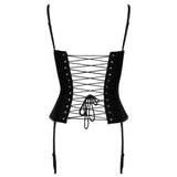 Cottelli Party Corset Black Satin Zip Front Corsage Suspenders Lingerie Sexy Underwear