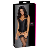 Cottelli Party Corset Black Satin Zip Front Corsage Suspenders Lingerie Sexy Underwear