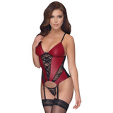 Cottelli Lingerie Red Basque & Floral Lace Thong Suspender Set Sexy Womens Underwear