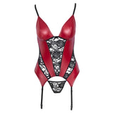Cottelli Lingerie Red Basque & Floral Lace Thong Suspender Set Sexy Womens Underwear