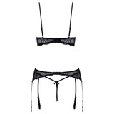Cottelli Lingerie Shelf Bra Suspender Belt & Crotchless Thong Set Sexy Womens Ladies Underwear