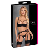 Cottelli Lingerie Shelf Bra Suspender Belt & Crotchless Thong Set Sexy Womens Ladies Underwear