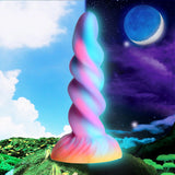 Creature Cocks Moon Rider Glow In The Dark Fantasy Unicorn Horn Dildo Rainbow Sex Toy