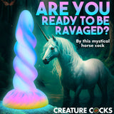 Creature Cocks Moon Rider Glow In The Dark Fantasy Unicorn Horn Dildo Rainbow Sex Toy