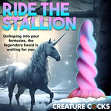 Creature Cocks Moon Rider Glow In The Dark Fantasy Unicorn Horn Dildo Rainbow Sex Toy