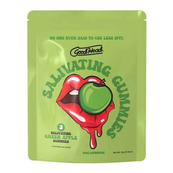 Doc Johnson GoodHead Salivating Gummies Green Apple 3 Pack Oral Sex Spit Sweets