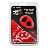 Doc Johnson Rock Solid The Code Silicone Cock Ring with Bandana Red Set Fisting