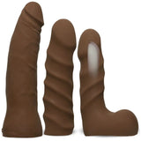 Doc Johnson Vac-U-Lock Vibrating Dual Density Starter Set Chocolate Remote Control Strap-On Dildo Kit